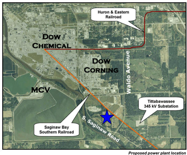 Aerial Shot of proposed location on Titabawassee River, near Dow, Dow Corning, and MCV sites